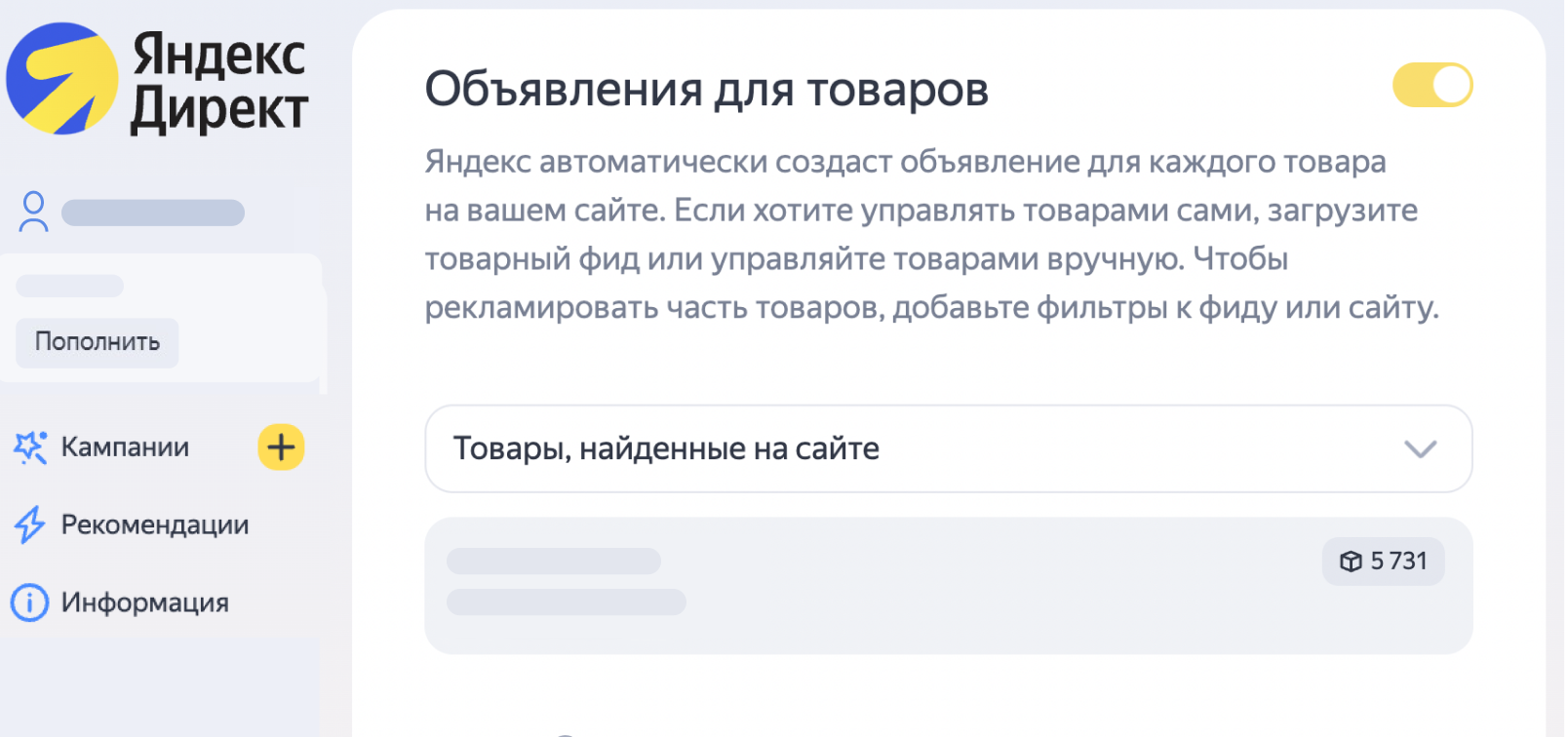 Дополнительные настройки объявлений для интернет-магазина